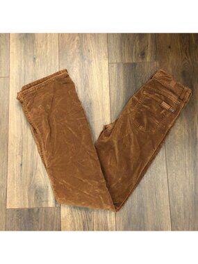 7 For All Mankind Womens Lisha Caramel Velvet Flocked Bootcut Jeans Sz 25